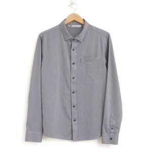 Travis Mathew Mens Shirt Button Up Long Sleeve Blue Plaid Check Polyester Large